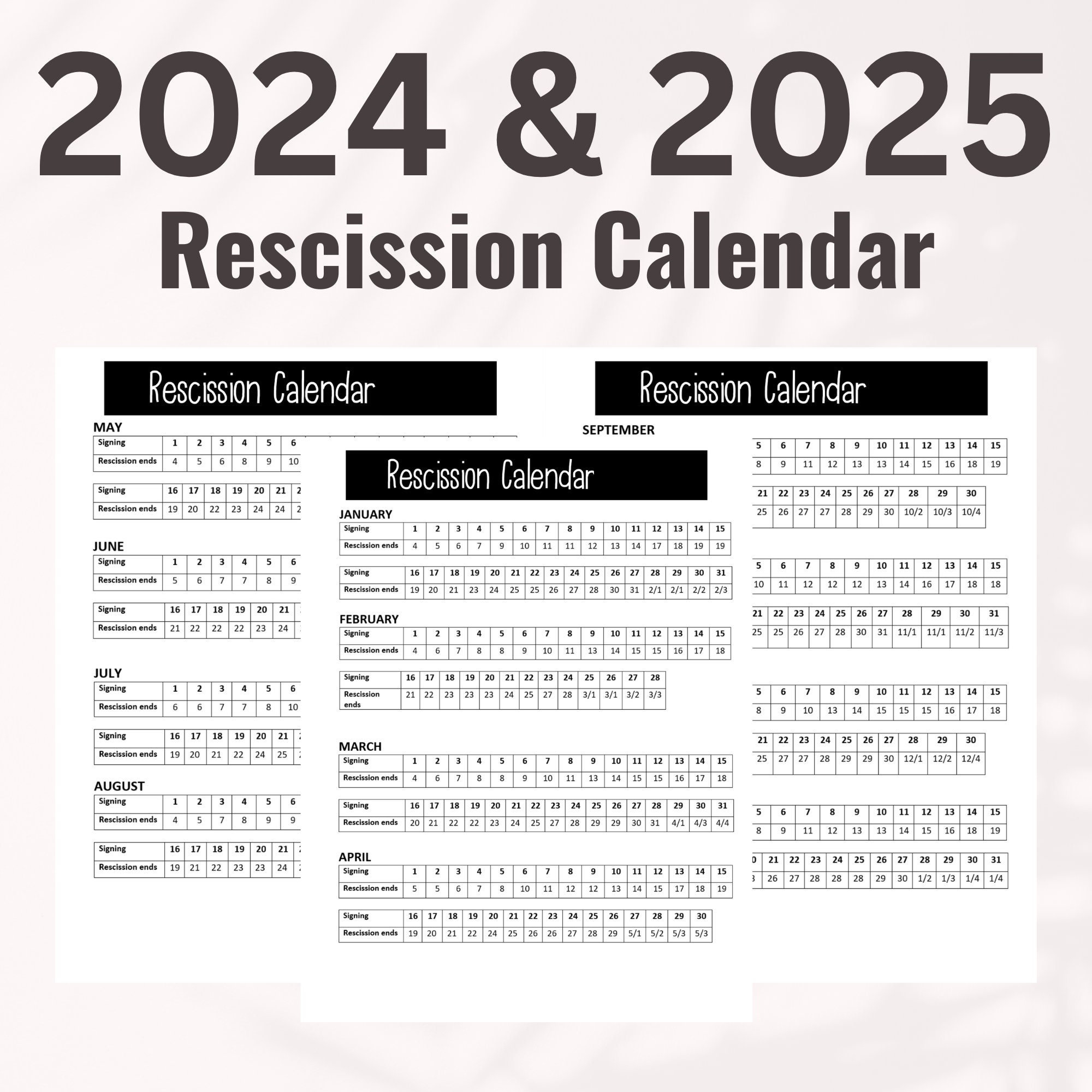 2024 Rescission Calendar Rescission Calendar 2024 Loan Signing pertaining to 2025 Rescission Calendar Printable | CalendarCrazePrint.Com