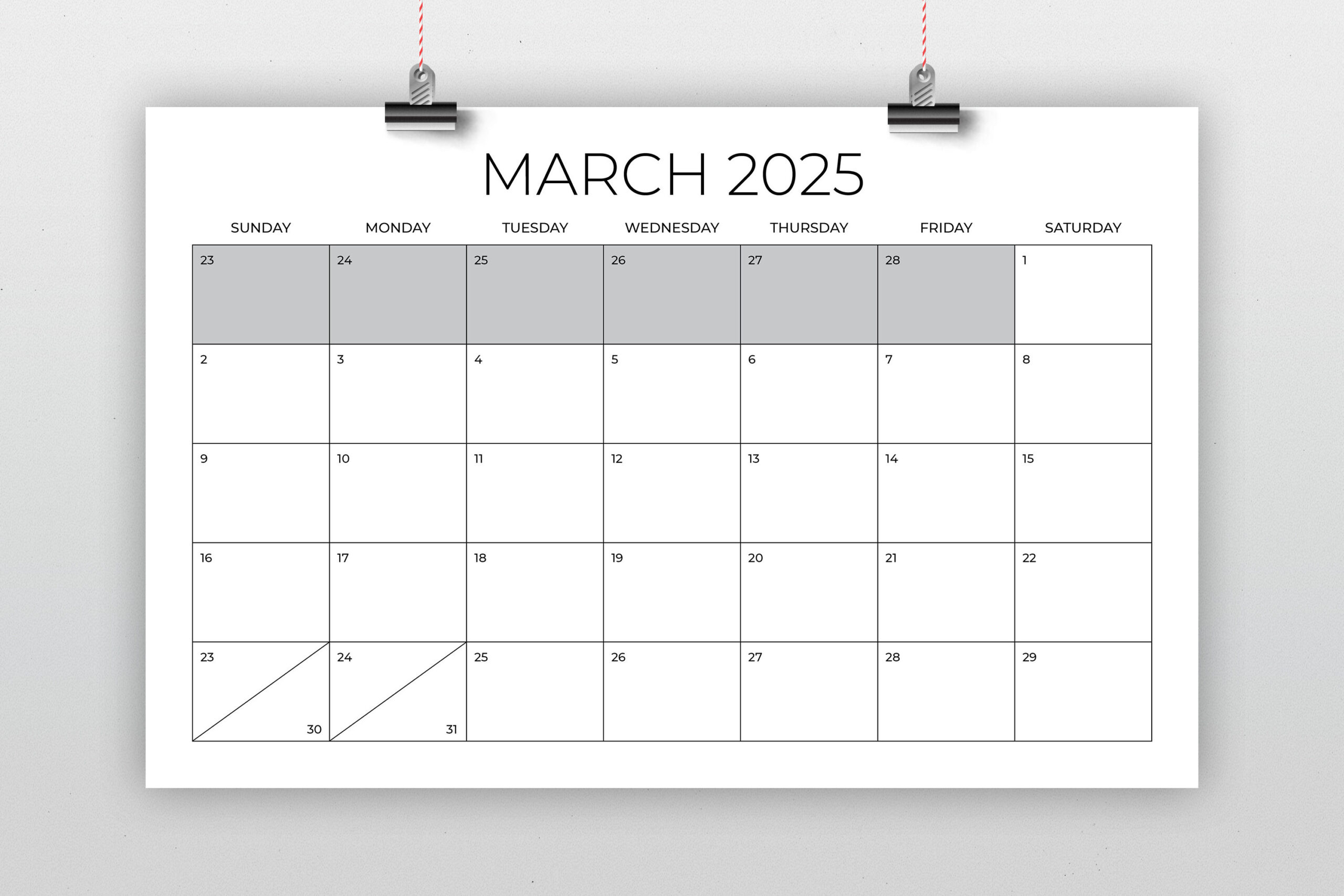 2025 11 X 17 Inch Calendar Template Instant Download Thin Sans throughout 2025 Printable Calendar 11x17 | CalendarCrazePrint.Com