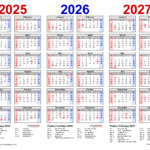 2025 2027 Three Year Calendar   Free Printable Excel Templates Throughout  Calendars 2025 | CalendarCrazePrint.Com