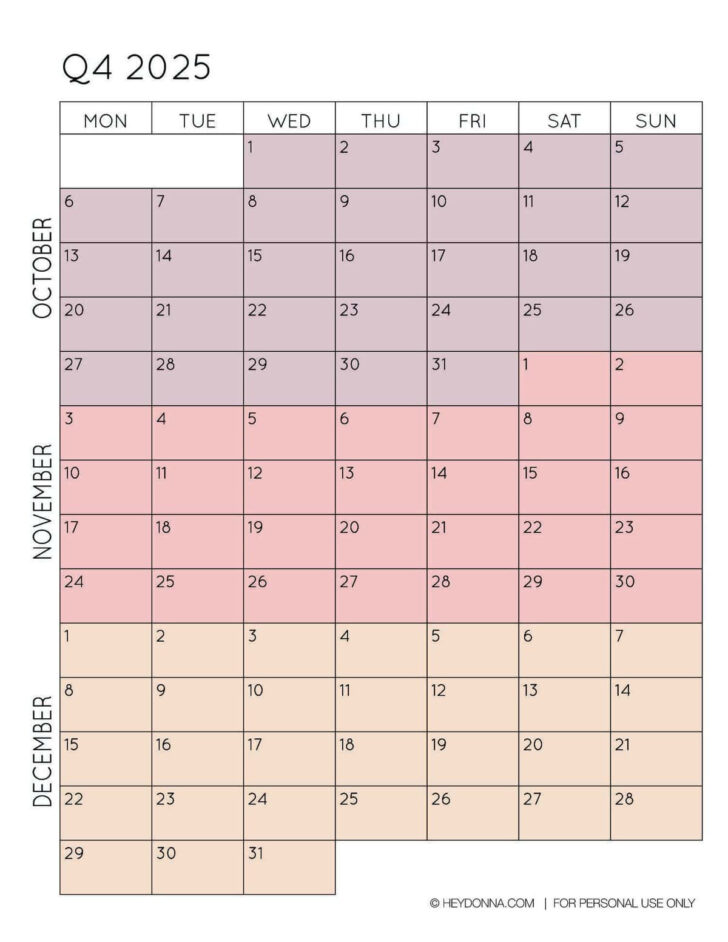 Printable Calendar 2025 Quarterly | Calendars 2025