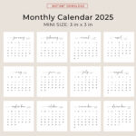 2025 3X3 Minikalender 2025 Kalenderkarte 2025 Taschenkalender Intended For  Calendars 2025 | CalendarCrazePrint.Com