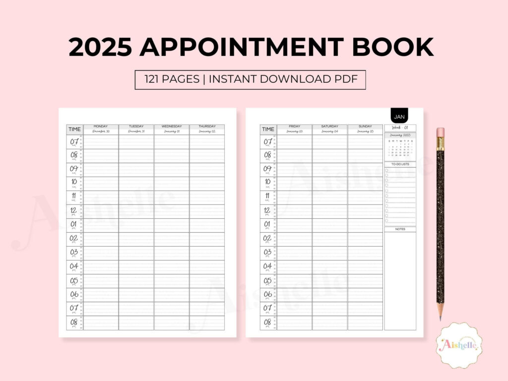 2025 Appointment Book, Printable Appointment Planner With 15 In  Calendars 2025 | CalendarCrazePrint.Com