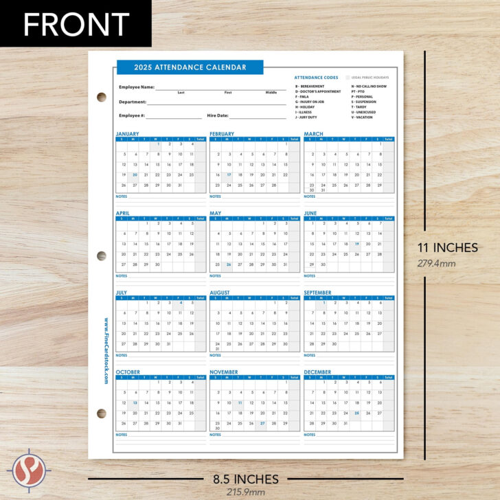 2025 Employee Attendance Calendar Printable | Calendars 2025