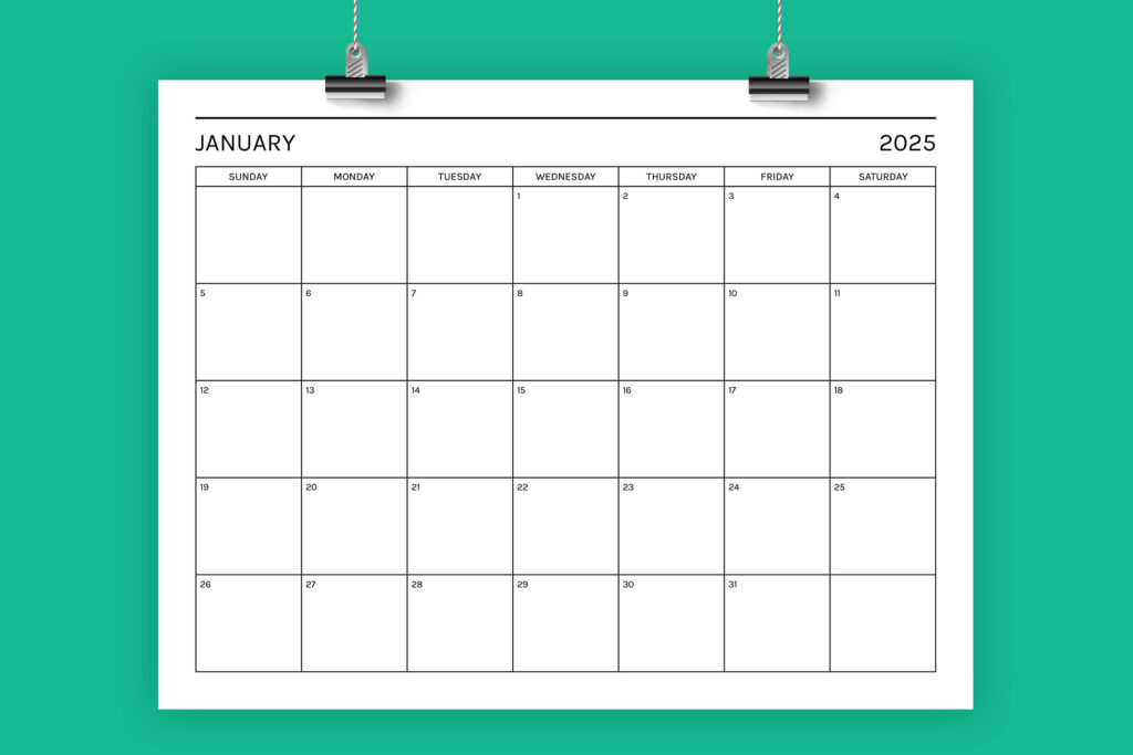 2025 Basic Modern 8.5 X 11 Inch Calendar Template With Regard To  Calendars 2025 | CalendarCrazePrint.Com