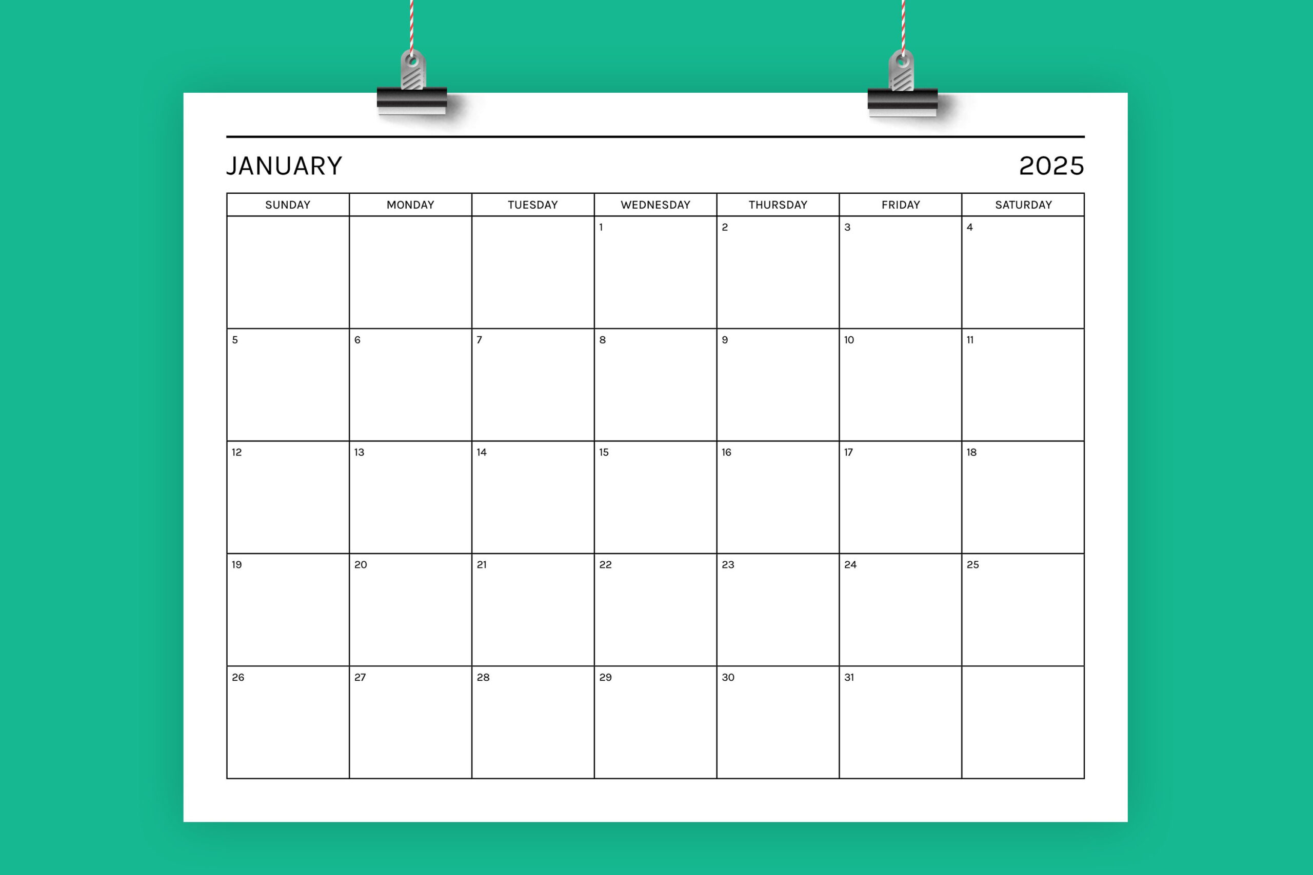 2025 Basic Modern 8.5 X 11 Inch Calendar Template with regard to Calendars 2025 | CalendarCrazePrint.Com