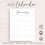 2025 Calendar 2025 Monthly Planner Printable 2025 Vertical Monthly Pertaining To 2025 Calendar Printable Free Monthly  | CalendarCrazePrint.Com