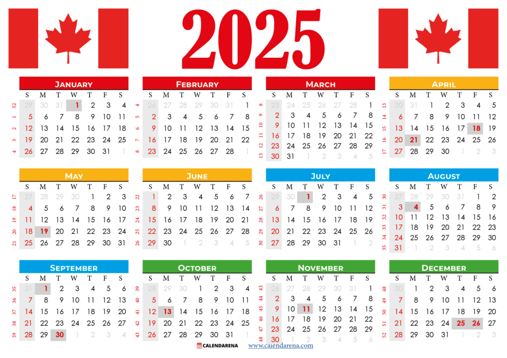 2025 Calendar Canada Printable Free Regarding 2025 Calendar With Canadian Holidays Printable | CalendarCrazePrint.Com