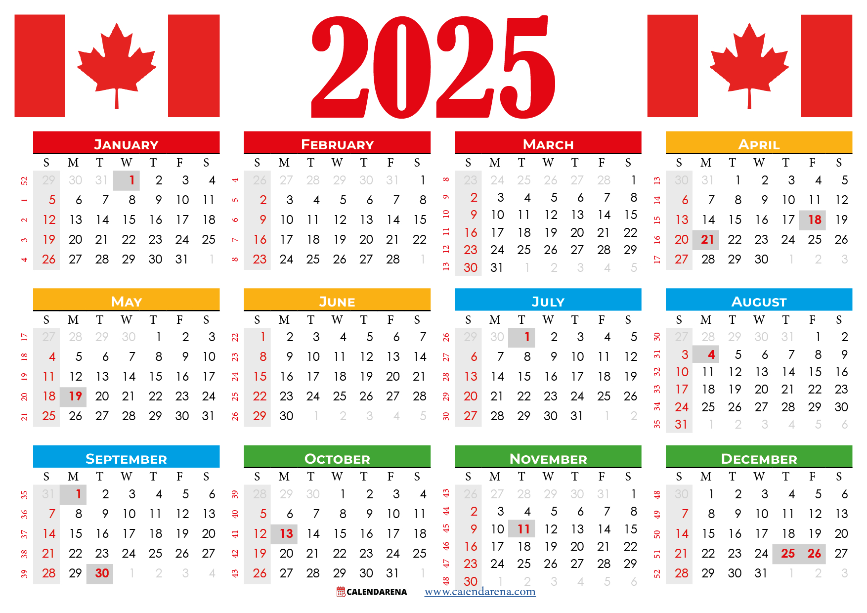 2025 Calendar Canada Printable Free regarding 2025 Calendar With Canadian Holidays Printable | CalendarCrazePrint.Com