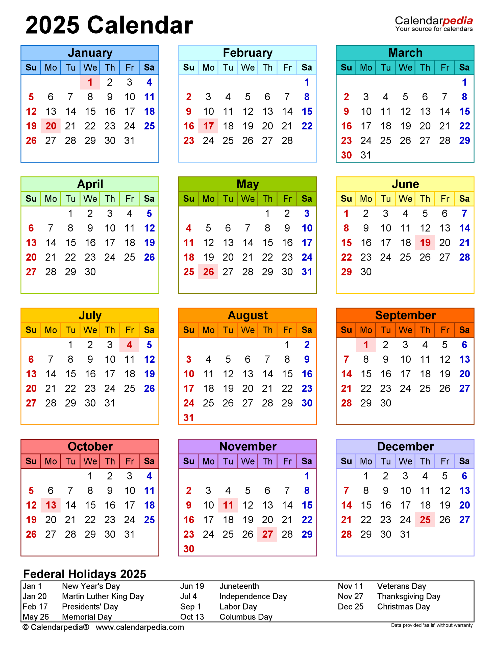 2025 Calendar - Free Printable Excel Templates - Calendarpedia in Calendars 2025 | CalendarCrazePrint.Com