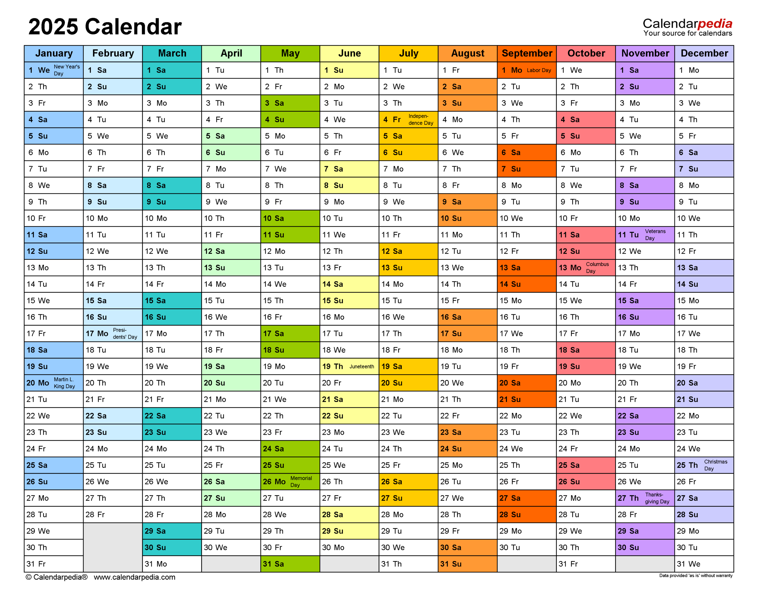 2025 Calendar - Free Printable Pdf Templates - Calendarpedia in Appointment Calendar 2025 Printable | CalendarCrazePrint.Com