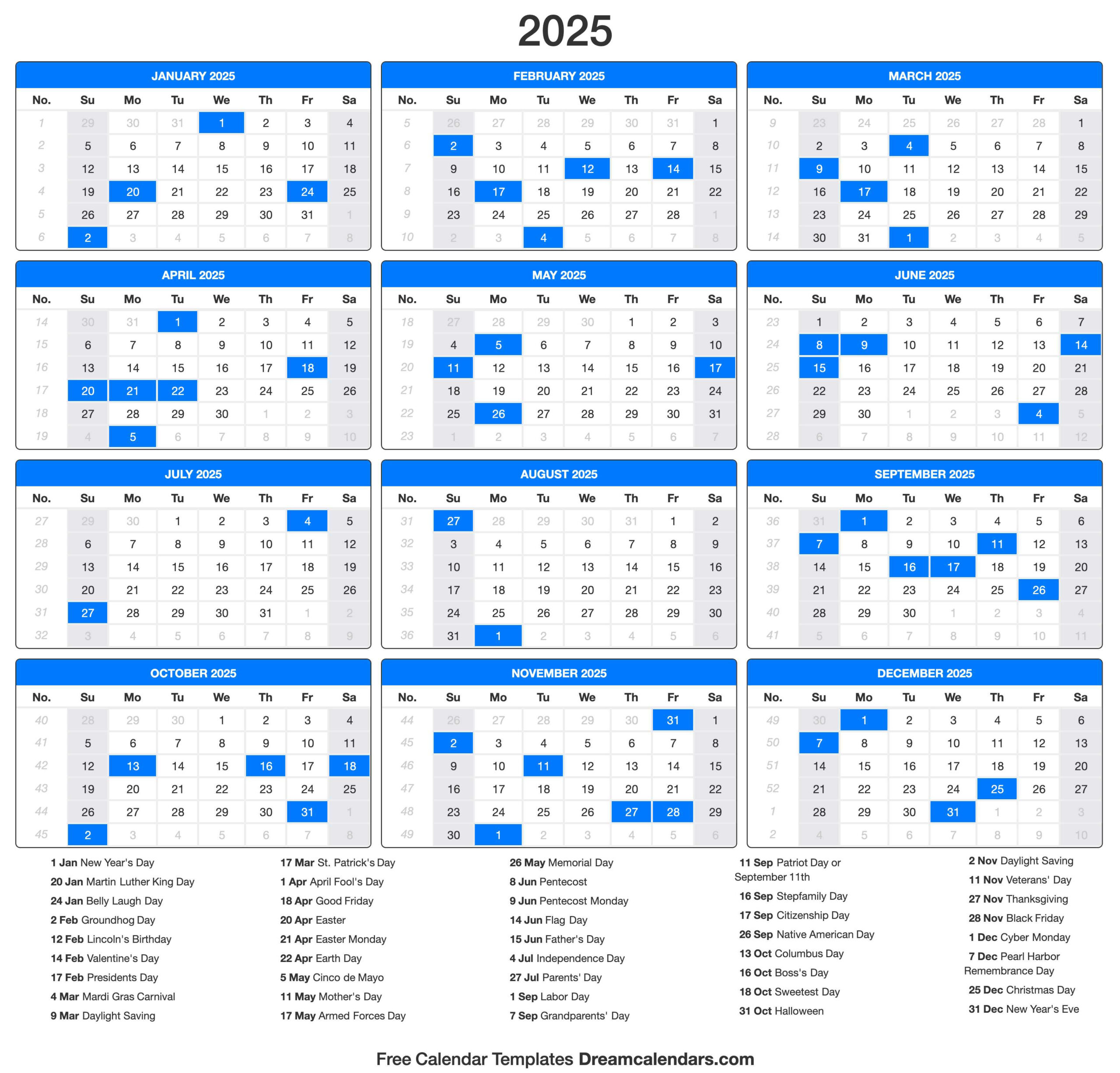 2025 Calendar in Daily Printable Calendar 2025 | CalendarCrazePrint.Com