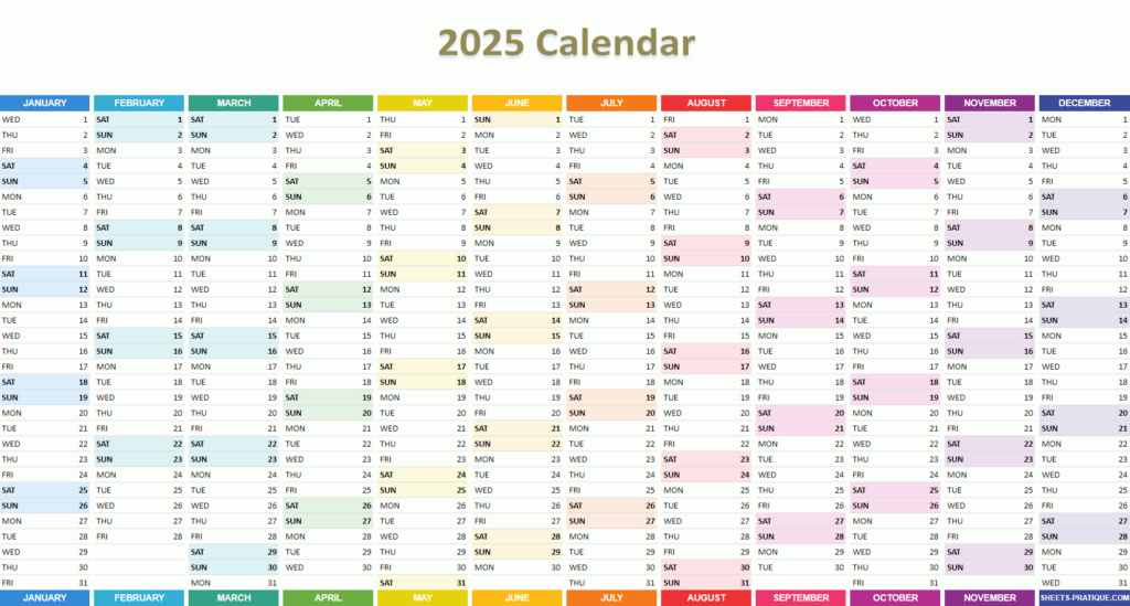 2025 Calendar In Printable Google Calendar 2025 | CalendarCrazePrint.Com