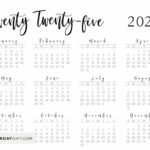 2025 Calendar Printable   18 Cute & Free 2025 Yearly Calendar For 2025 Printable Calendar Landscape | CalendarCrazePrint.Com