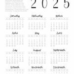 2025 Calendar Printable   18 Cute & Free 2025 Yearly Calendar For Free Printable 2025 Calendar No Download  | CalendarCrazePrint.Com