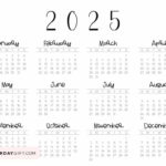 2025 Calendar Printable   18 Cute & Free 2025 Yearly Calendar For Horizontal 2025 Calendar Printable | CalendarCrazePrint.Com