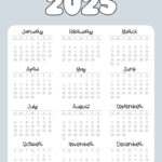 2025 Calendar Printable   18 Cute & Free 2025 Yearly Calendar Inside Aesthetic Printable Calendar 2025  | CalendarCrazePrint.Com