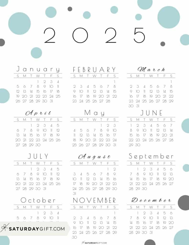 2025 Calendar Printable - 18 Cute &amp;amp; Free 2025 Yearly Calendar pertaining to 2025 Cute Printable Calendar | CalendarCrazePrint.Com