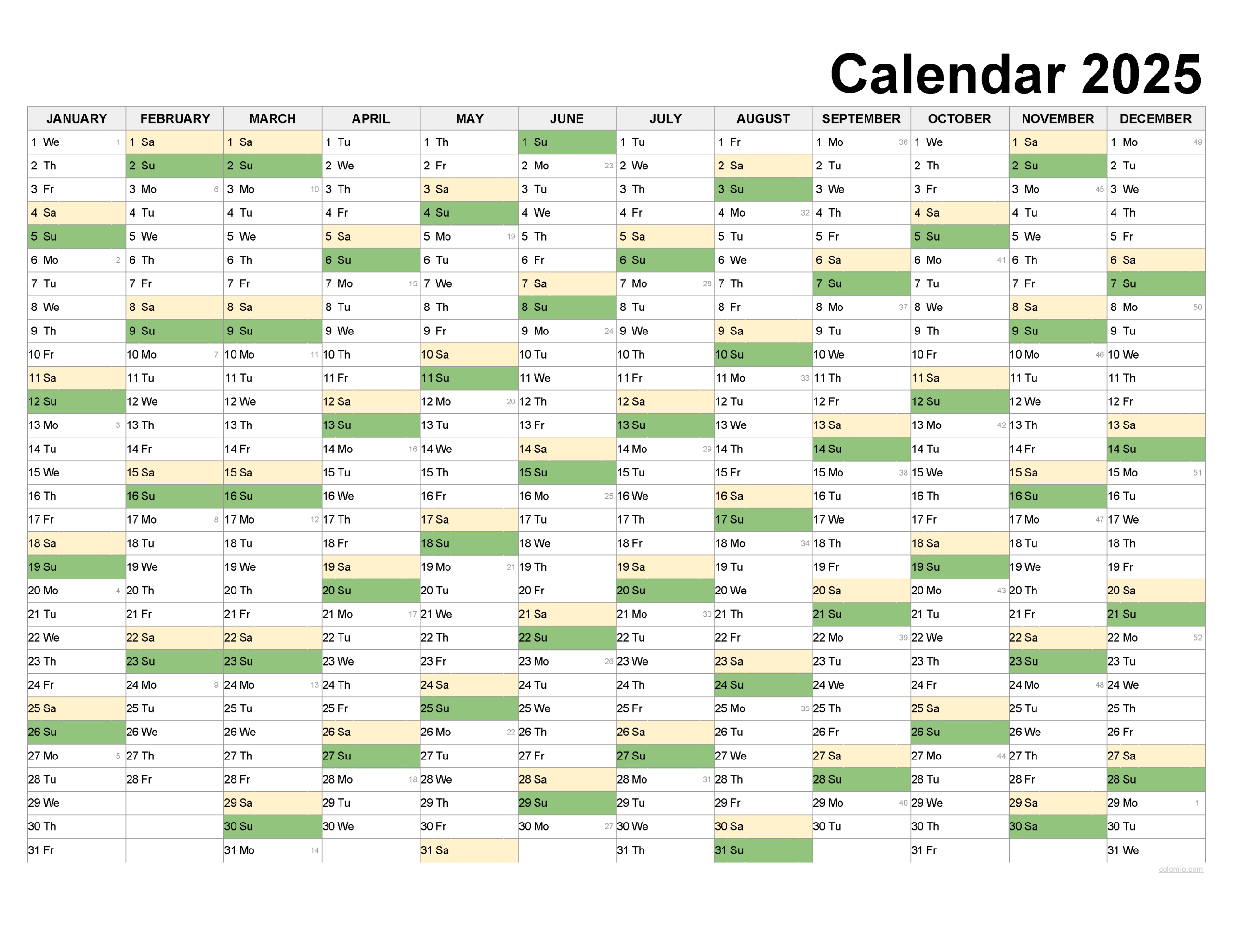 2025 Calendar Printable, ✓ Pdf, Excel And Image File - Free in 2025 Calendar Printable 11x17 | CalendarCrazePrint.Com