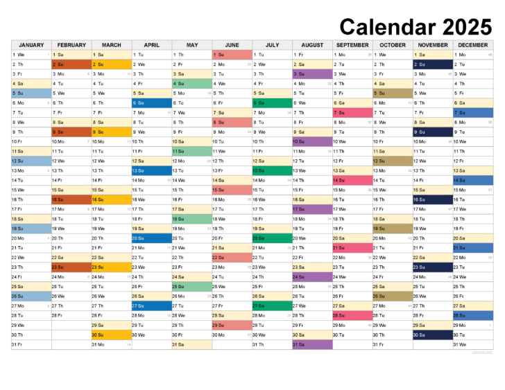 2025 Calendar Printable Horizontal | Calendars 2025