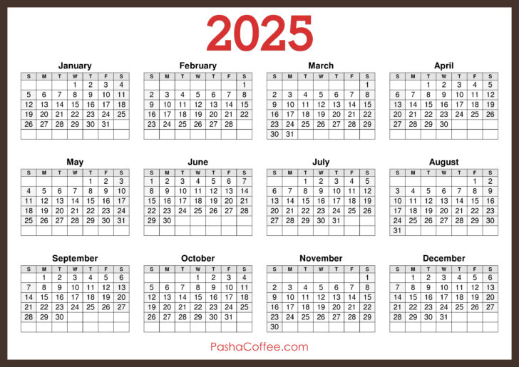 Horizontal 2025 Calendar Printable | Calendars 2025