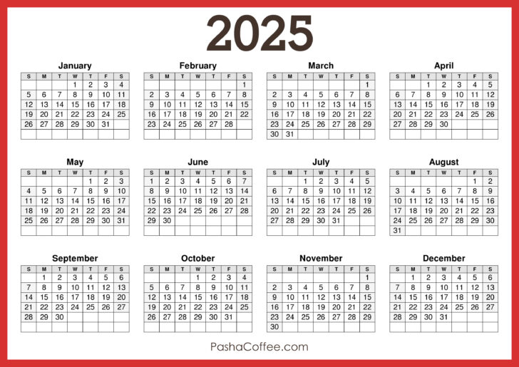 2025 Horizontal Calendar Printable | Calendars 2025