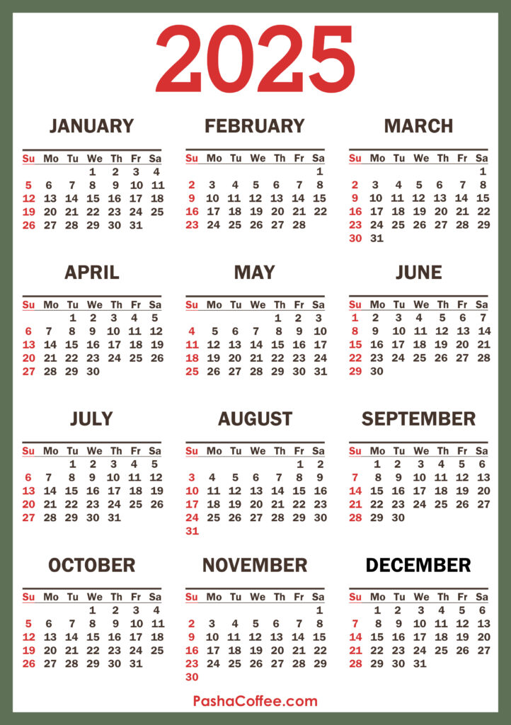 2025 Calendar, Printable Free, Vertical – Pashacoffee For Free Vertical Printable Calendar 2025  | CalendarCrazePrint.Com