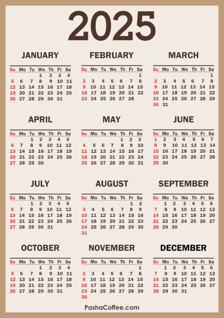 2025 Calendar, Printable Free, Vertical – Pashacoffee Inside 2025 Calendar 8 5 X 11 Printable Free | CalendarCrazePrint.Com