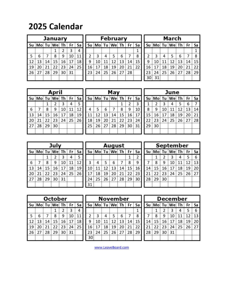 2025 Calendar Printable: Pdf, Excel, With Holidays (Free Download) For  Calendars 2025 | CalendarCrazePrint.Com