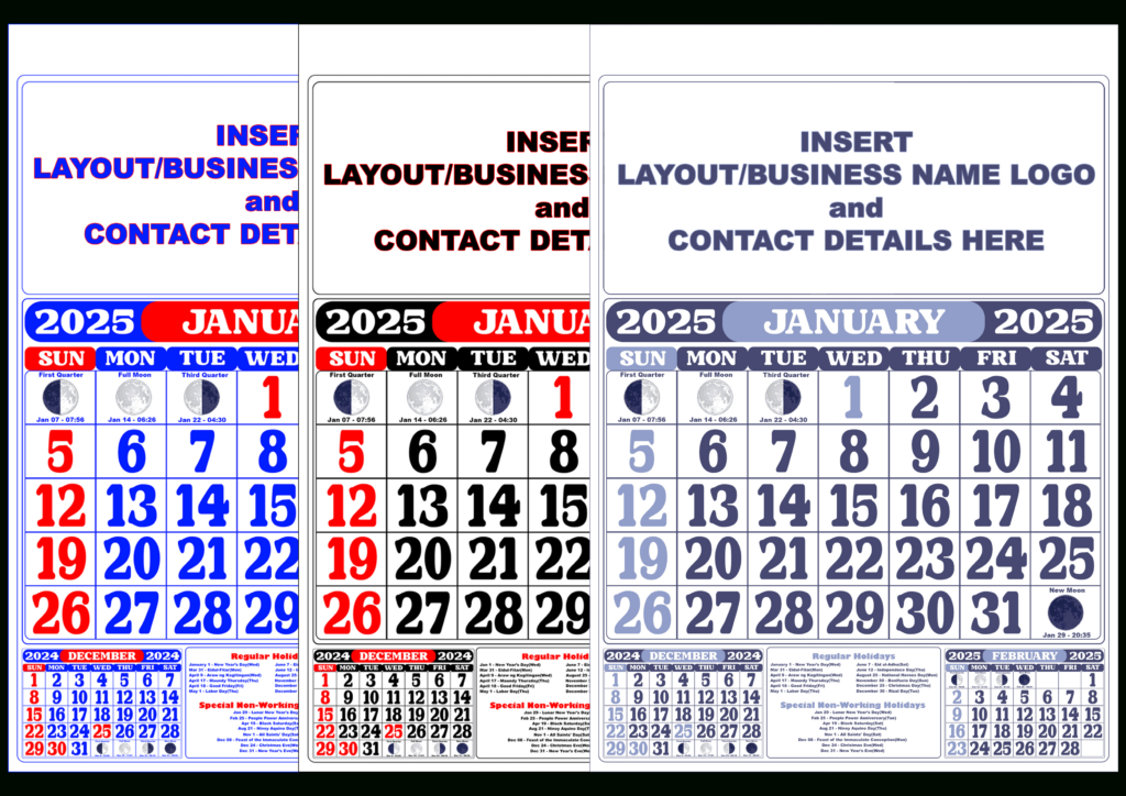 2025 Calendar Template With Moon Phasing And Holidays For 2025 Calendar With Moon Phases Printable  | CalendarCrazePrint.Com