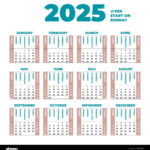 2025 Calendar Template With Weeks Start On Sunday Stock Vector Throughout 2025 Calendar By Weeks Printable | CalendarCrazePrint.Com