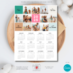 2025 Calendar With Customizable Grid Photo Collage – Strawberry Kit Pertaining To Printable Custom Calendar 2025 | CalendarCrazePrint.Com