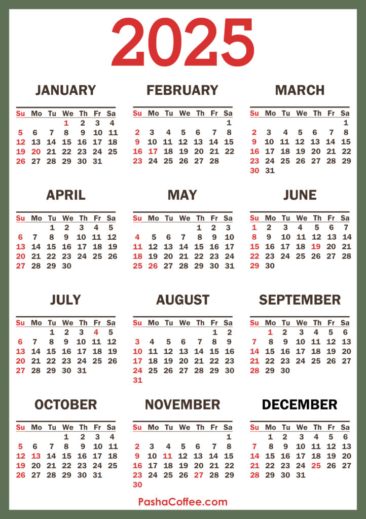 2025 Calendar With Holidays, Printable Free, Vertical For 2025 Calendar With Holidays Printable Free Download  | CalendarCrazePrint.Com