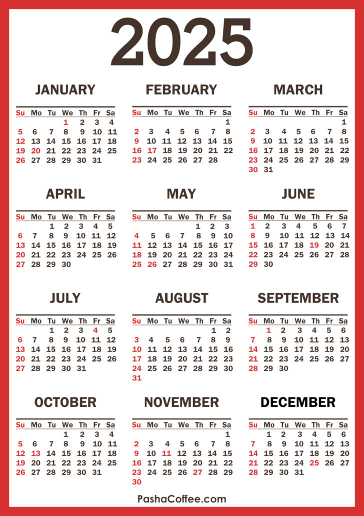 Free Printable Calendar 2025 with Holidays | Calendars 2025