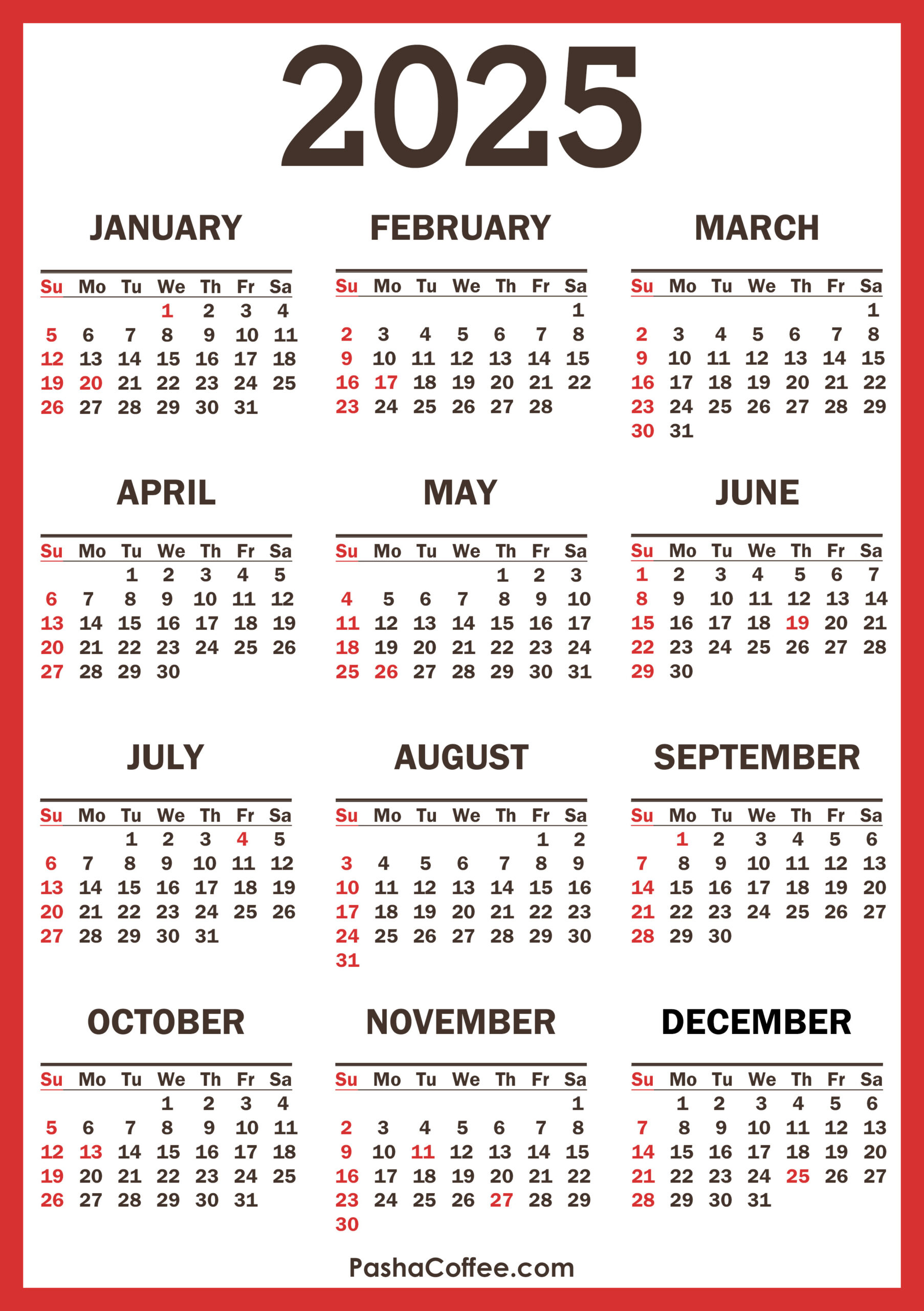 2025 Calendar With Holidays, Printable Free, Vertical with regard to Free Printable Calendar 2025 With Holidays | CalendarCrazePrint.Com