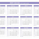 2025 Calendar With Week Numbers Intended For Weeks Calendar 2025 Printable | CalendarCrazePrint.Com