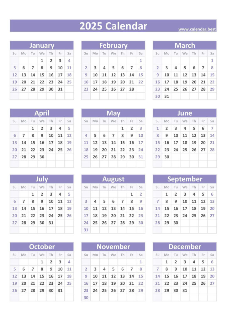 2025 Calendar With Week Numbers Throughout  Calendars 2025 | CalendarCrazePrint.Com