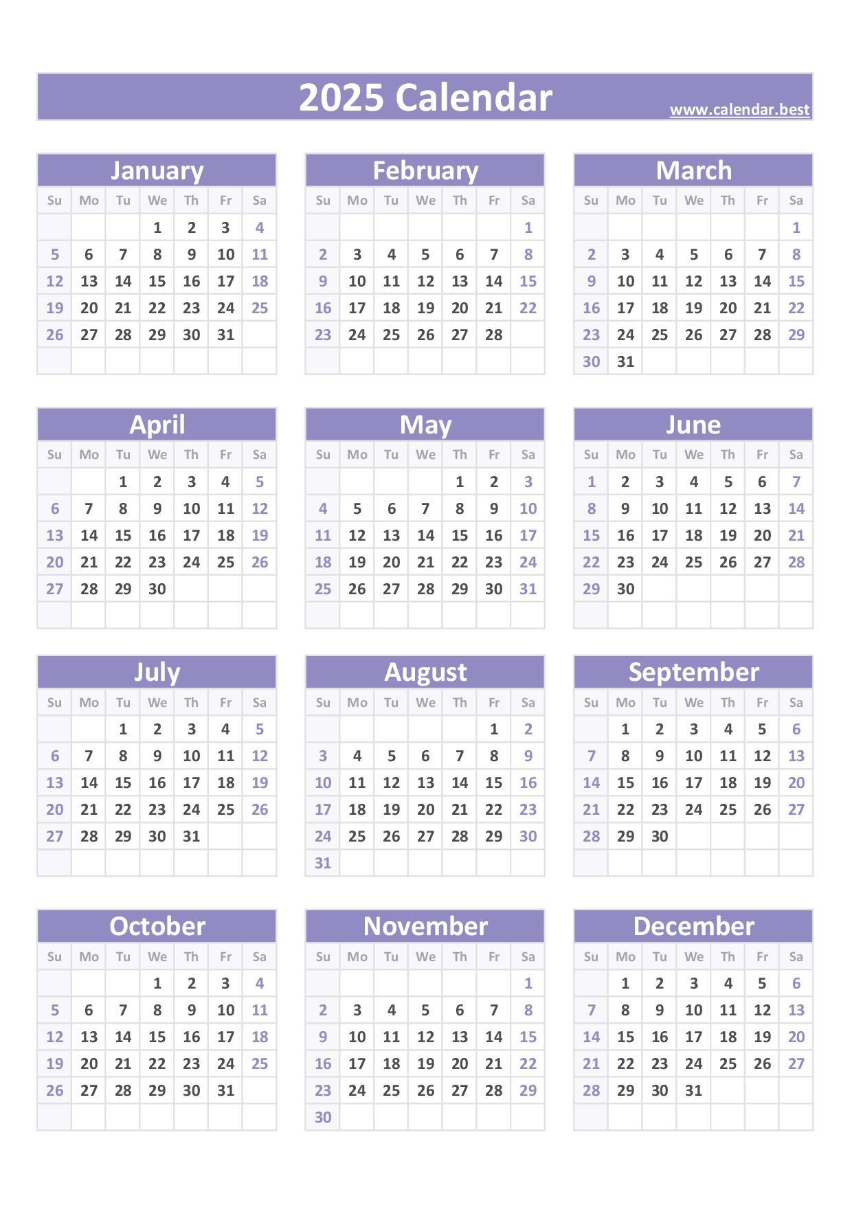 2025 Calendar With Week Numbers throughout Calendars 2025 | CalendarCrazePrint.Com