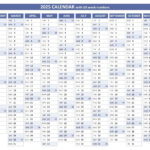 2025 Calendar With Week Numbers (Us And Iso Week Numbers) For 52 Week Calendar 2025 Printable | CalendarCrazePrint.Com