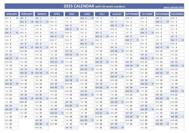 2025 Printable Calendar by Week | Calendars 2025