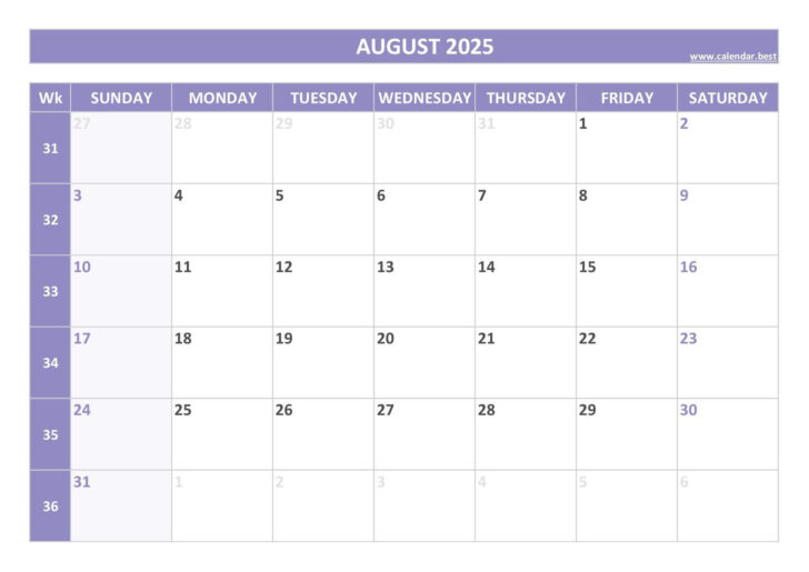 Blank August Calendar 2025 Printable | Calendars 2025