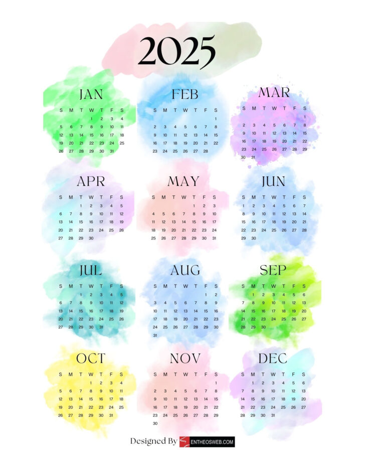 Printable Colorful Calendar 2025 | Calendars 2025