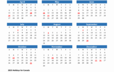 2025 Canada Calendar With Holidays with regard to Printable Calendar 2025 Canada | CalendarCrazePrint.Com