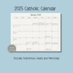 2025 Catholic Calendar, Printable Catholic Calendar, Feasts For Ame Liturgical Calendar 2025 Printable  | CalendarCrazePrint.Com