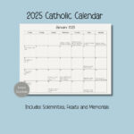 2025 Catholic Calendar, Printable Catholic Calendar, Feasts With Printable Catholic Calendar 2025 | CalendarCrazePrint.Com