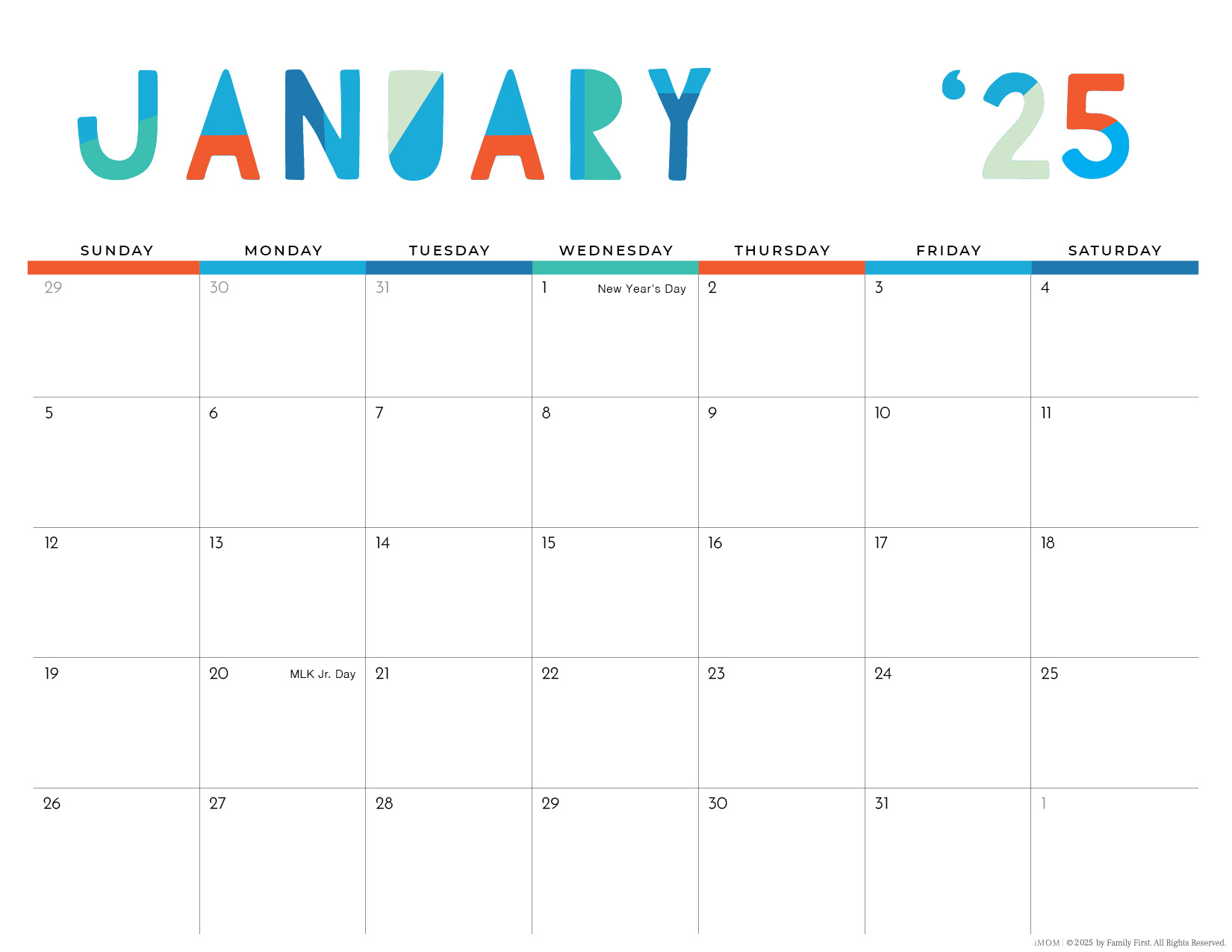 2025 Colorful Printable Calendar For Moms - Imom throughout Printable Calendar 2025 Colorful | CalendarCrazePrint.Com