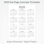 2025 Druckbarer Kalender, 12 Monate Einseitiger Kalender In  Calendars 2025 | CalendarCrazePrint.Com