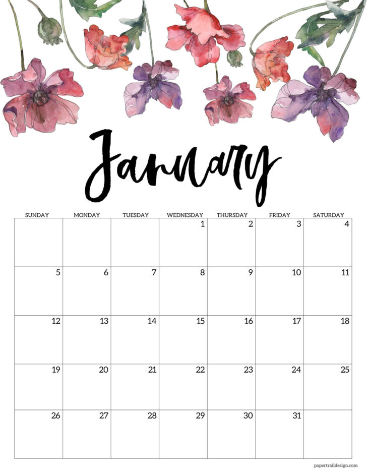 Free Printable Calendar 2025 Floral | Calendars 2025