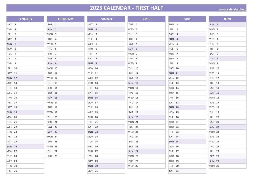 2025 Half Year Calendar To Print Inside 6 Month Calendar 2025 Printable | CalendarCrazePrint.Com