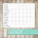 2025 Landscape Lined & Unlined Monthly Calendars 8.5X11 Landscape In  Calendars 2025 | CalendarCrazePrint.Com