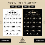 2025 Moon Calendar Est, Moon Phase Calendar, Lunar Calendar, 2025 For  Calendars 2025 | CalendarCrazePrint.Com